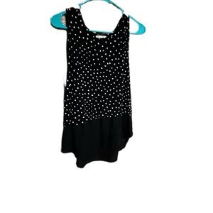 LOFT Black and White Polka Dot Tank Top